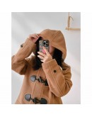 Burberry 8036366 牛角釦羊毛連帽外套