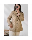 Burberry 8053046 奶茶菱格紋棉質輕型外套