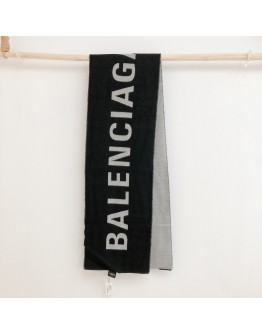 Balenciaga 巴黎世家logo字圍巾 512732 1077 黑灰