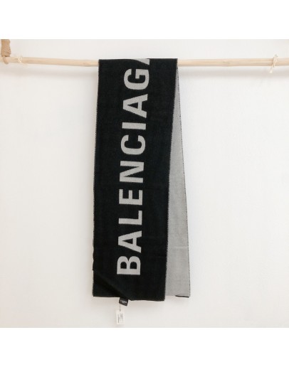 Balenciaga 巴黎世家logo字圍巾 512732 1077 黑灰