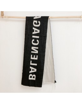 Balenciaga 巴黎世家logo字圍巾 512732 9060 黑白