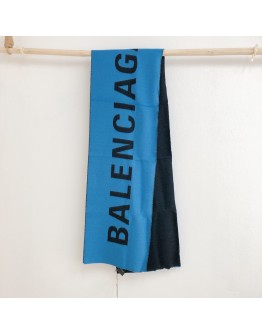  Balenciaga 巴黎世家logo字圍巾 530047 4360 藍黑