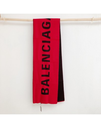 Balenciaga 巴黎世家logo字圍巾 530047 6460 紅黑