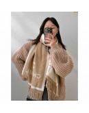 AAA357 雙色羊毛圍巾 奶茶