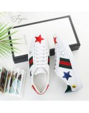 GUCCI 紅綠織帶星星小白鞋