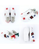 GUCCI 紅綠織帶星星小白鞋