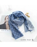 GUCCI 344994 9269 素面+LOGO圍巾-藍色