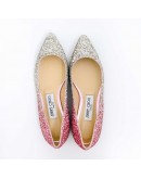 JIMMY CHOO ROMY FLAT 漸層桃銀尖頭平底鞋