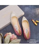 JIMMY CHOO ROMY FLAT 漸層桃銀尖頭平底鞋