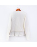 Moncler Maione領口滾邊/下擺荷葉拼接拉鍊外套 米白