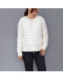 Moncler Maione領口滾邊/下擺荷葉拼接拉鍊外套 米白