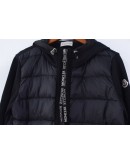 Moncler Maglia 寬格拼接連帽拉鍊外套 黑