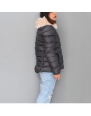 Moncler Abelia 小童款毛毛拉鍊外套 深鐵灰