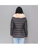 Moncler Abelia 小童款毛毛拉鍊外套 深鐵灰