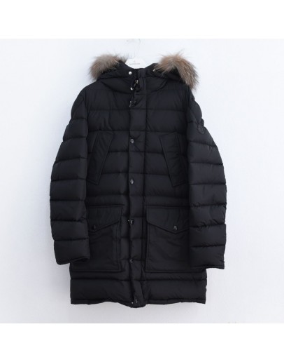 Moncler Cholet 小童款拉鍊毛毛連帽外套 黑