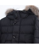 Moncler Cholet 小童款拉鍊毛毛連帽外套 黑