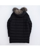 Moncler Cholet 小童款拉鍊毛毛連帽外套 黑