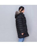 Moncler Cholet 小童款拉鍊毛毛連帽外套 黑