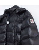 Moncler Fragont 小童款毛毛連帽拉鍊外套 黑