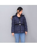 Moncler Genet 小童款毛毛連帽拉鍊外套 深藍