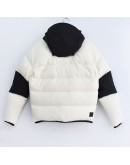 Moncler 男款白黑拼接泰迪熊毛拉鍊連帽外套