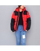 Moncler Angelin 小童款拼接拉鍊連帽外套 紅黑