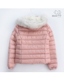 Moncler Bady Fur 小童款拉鍊毛毛連帽外套 粉白