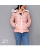 Moncler Bady Fur 小童款拉鍊毛毛連帽外套 粉白