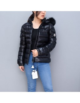 Moncler Bady Fur 小童款拉鍊毛毛連帽外套 黑