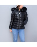 Moncler Bady Fur 小童款拉鍊毛毛連帽外套 黑