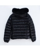 Moncler Bady Fur 小童款拉鍊毛毛連帽外套 黑