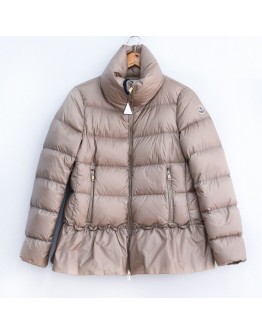 Moncler Anet 立領下擺荷葉拉鍊外套 香檳色