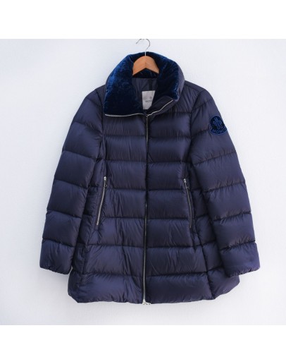 Moncler Torcon 天鵝絨立領拉鍊外套 藍紫