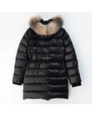 Moncler Sagnes 小童款毛毛連帽拉鍊外套 黑