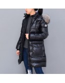 Moncler Sagnes 小童款毛毛連帽拉鍊外套 黑