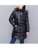 Moncler Sagnes 小童款毛毛連帽拉鍊外套 黑