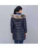 Moncler Sagnes 小童款毛毛連帽拉鍊外套 深藍