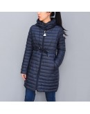 Moncler Barbel 長版縮腰連帽拉鍊外套 深藍