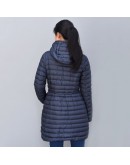 Moncler Barbel 長版縮腰連帽拉鍊外套 深藍