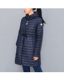 Moncler Barbel 長版縮腰連帽拉鍊外套 深藍