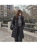 Moncler Hermine 長版釦子/拉鍊連帽外套 黑