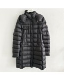 Moncler Hermine 長版釦子/拉鍊連帽外套 黑