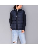 Moncler Maglia 寬格拼接連帽拉鍊外套 深藍