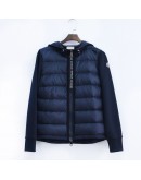 Moncler Maglia 寬格拼接連帽拉鍊外套 深藍