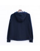 Moncler Maglia 寬格拼接連帽拉鍊外套 深藍