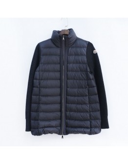 Moncler Maglione 長版(中間寬邊) 寬格拼接拉鍊外套 灰