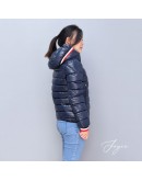 Moncler Alberic 小童款深藍連帽拉鍊外套