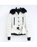 Moncler Beverley 腰帶連帽羽絨外套 白