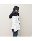 Moncler Beverley 腰帶連帽羽絨外套 白