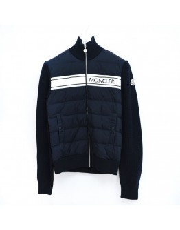 Moncler Cardigan男士海軍藍混合羽絨服拉鍊外套 